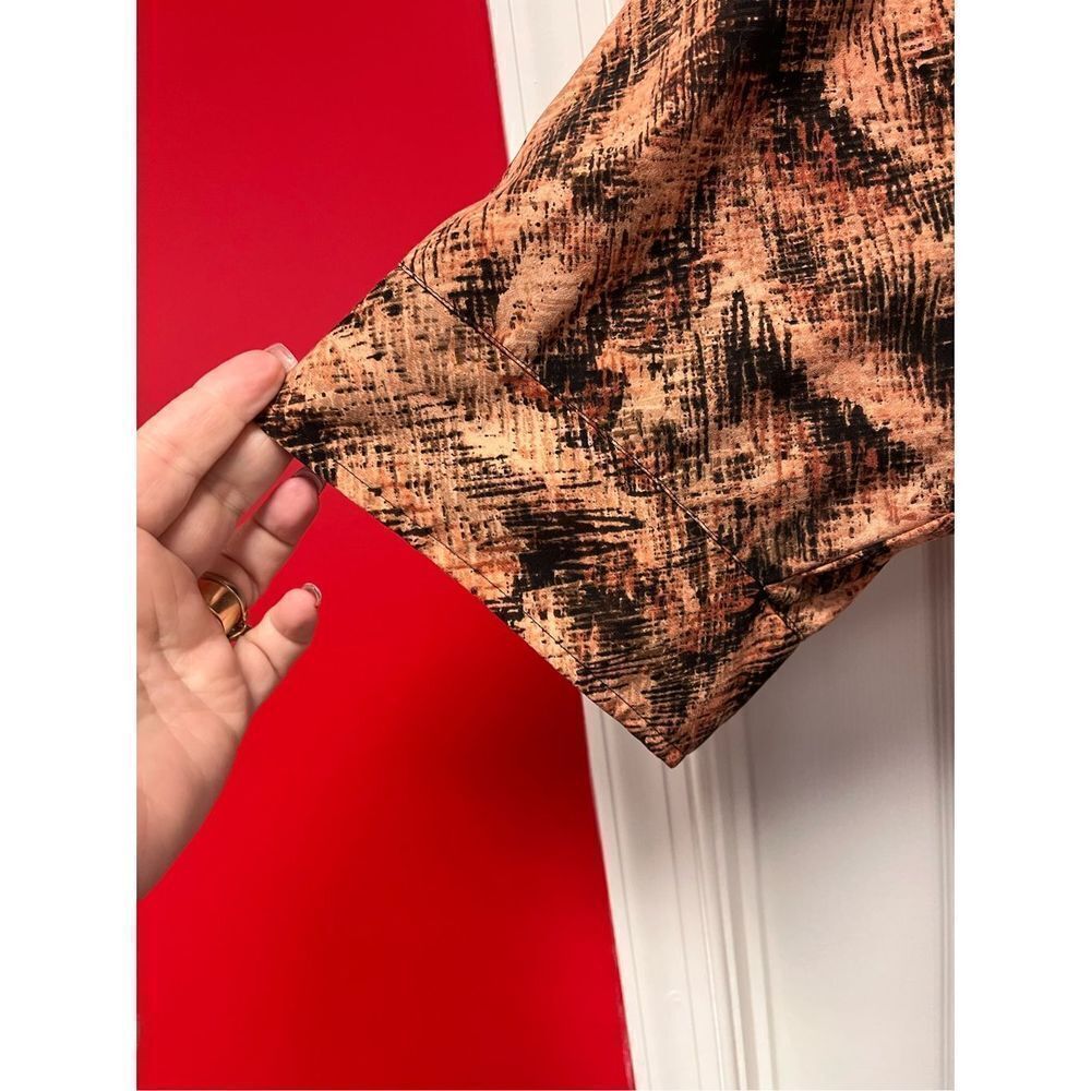 Essentials Black & Rose Print Button Down Tunic S… - image 3